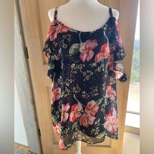 CABI Open Shoulder Floral Blouse